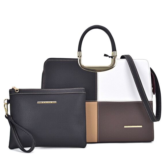 Dasein Faux Leather Briefcase Satchel with Matching Accessory Pouch - Picture 1 of 8